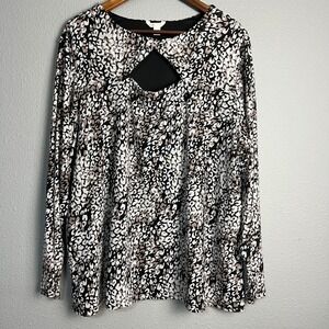 Cato Animal Print Keyhole Lined‎ Career Blouse Long Sleeve Top Plus Size 22/24W
